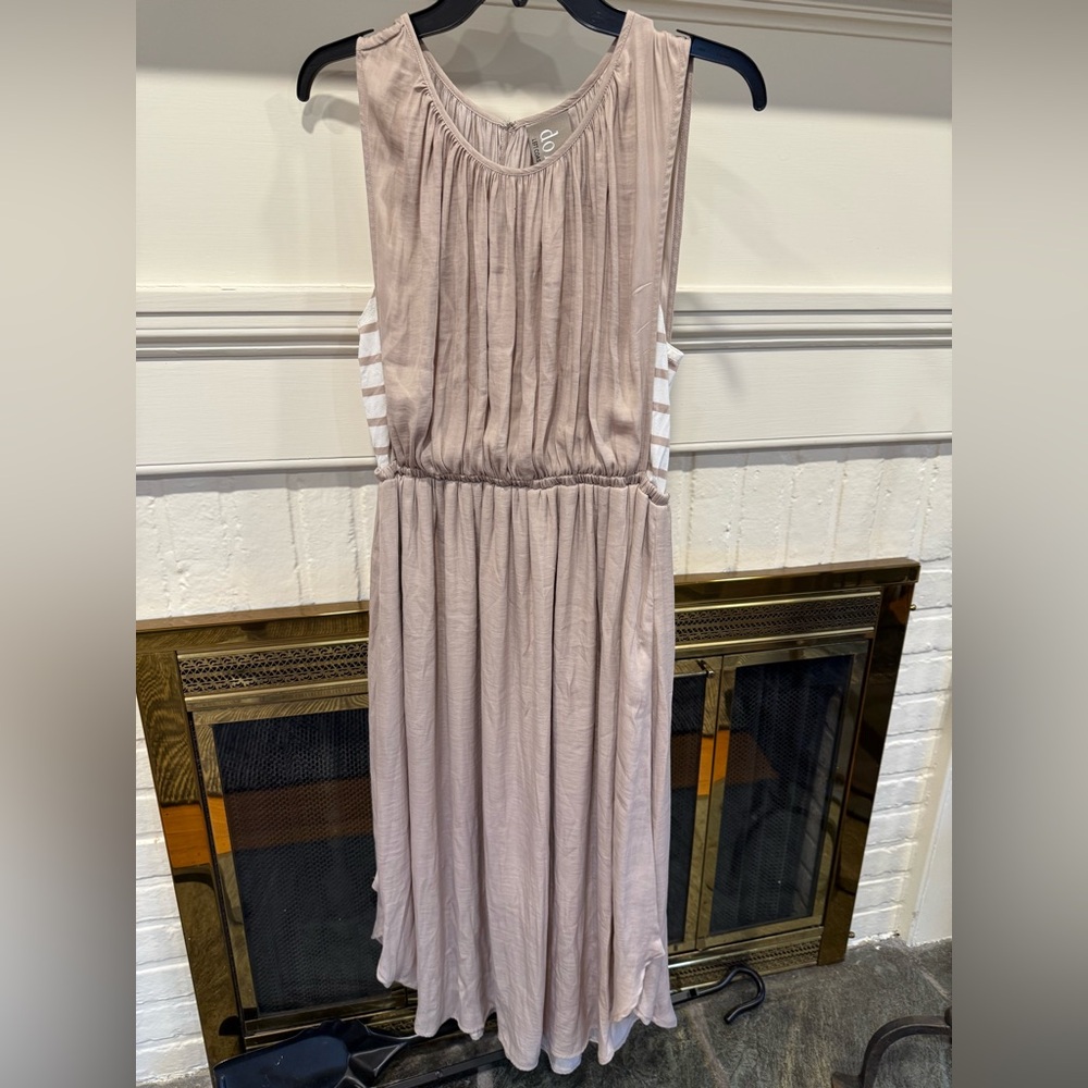 Dolan Left Coast from Anthropologie - beige long layered dress, pockets & lined